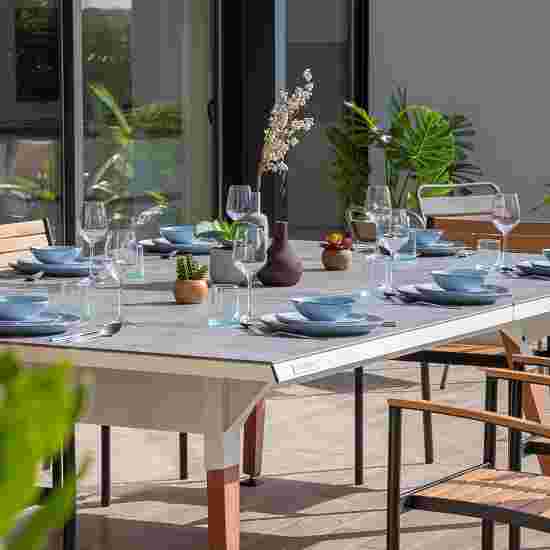 Cornilleau Tischtennisplatte Outdoor &quot;Lifestyle&quot; mit Stoffnetz White Frame, Lightgreystone, ohne Linie