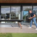 Cornilleau Tischtennisplatte Outdoor "Lifestyle" mit Stoffnetz Black Frame, Darkstone, ohne Linie